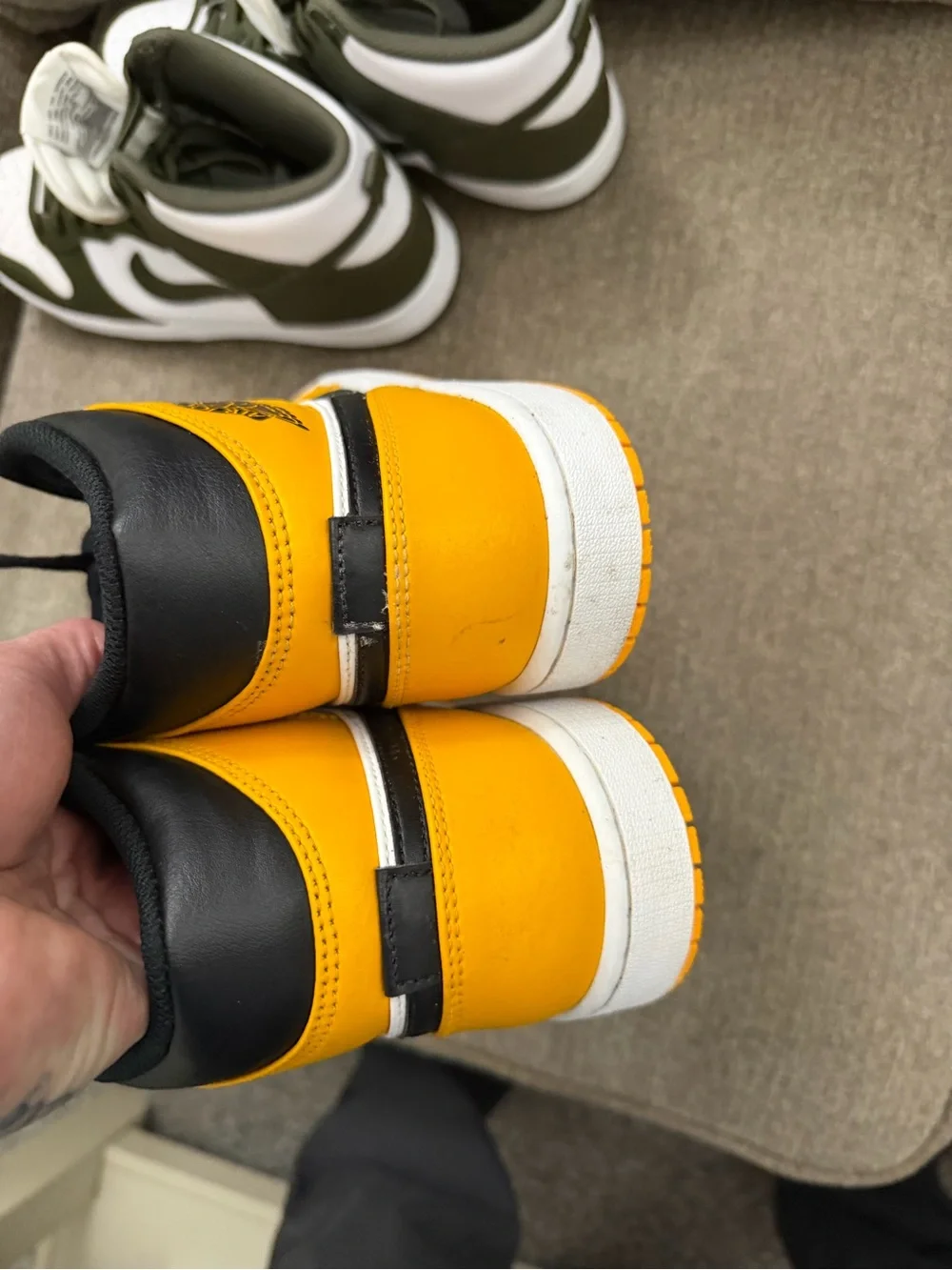 Jordan Yellow Black White Mid-Top Sneakers